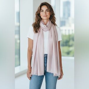 Nordstrom Pink Chintz Shimmer Scarf One Size Frayed Raw Edges NWT